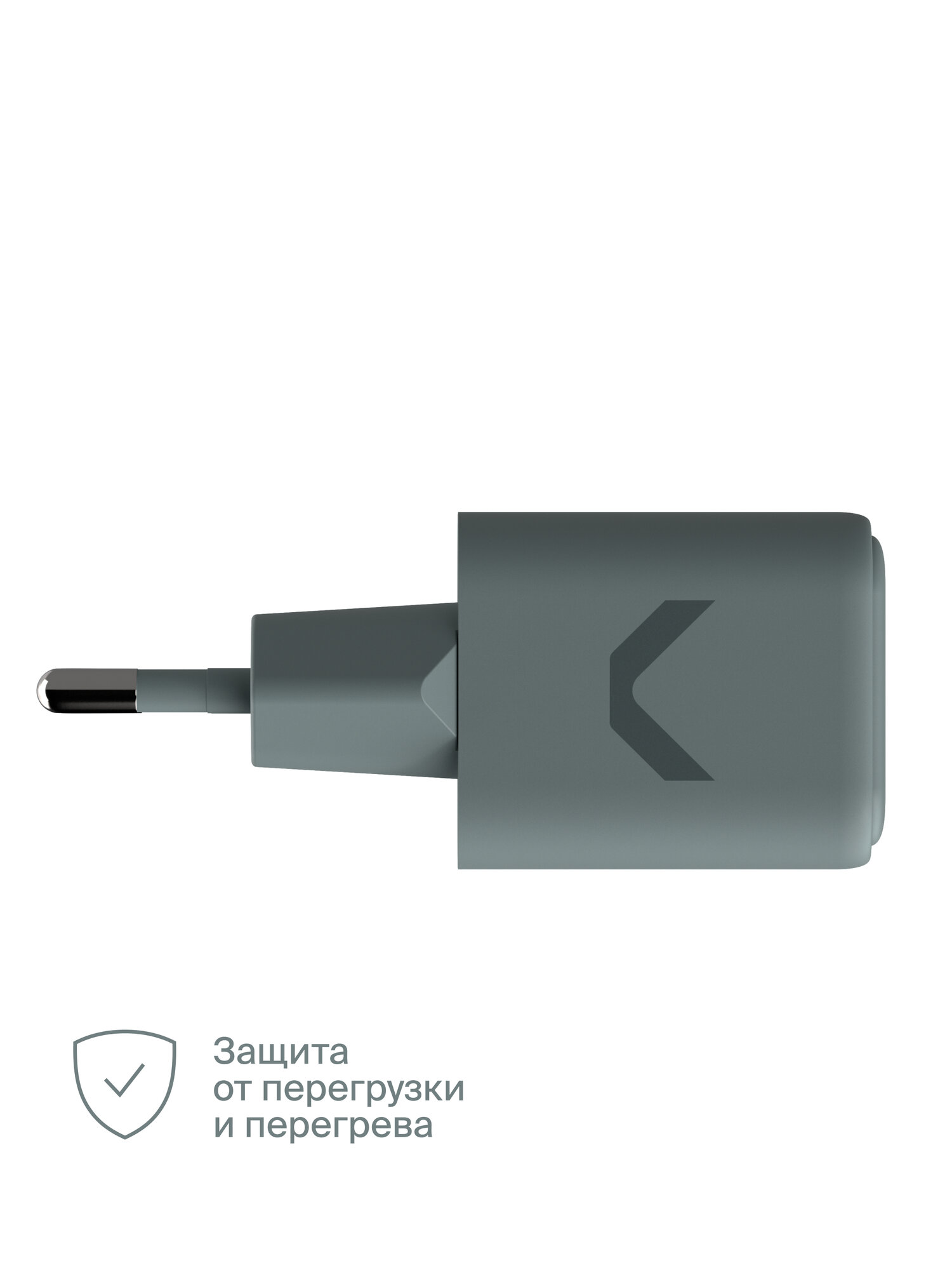 Быстрое зарядное устройство COMMO Core 20 1xUSB-C + 1xUSB-A, 20 Вт, Серо-зелёный — фото 1