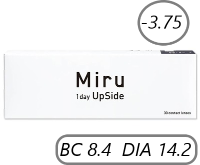 Контактные линзы Menicon Miru 1day Upside, 30 шт., R 8,4, D -3,75, прозрачный