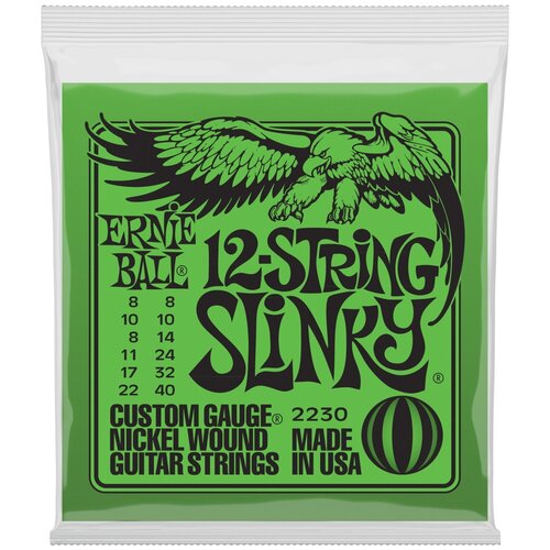 фото Ernie ball 2230 nickel wound slinky 8-40 струны для 12 струнной электрогитары