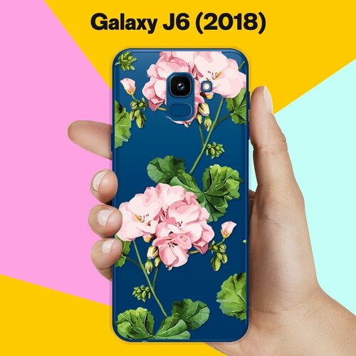 Силиконовый чехол Розовые цветы на Samsung Galaxy J6 (2018) силиконовый чехол цветы фиолетовые на samsung galaxy j6 2018