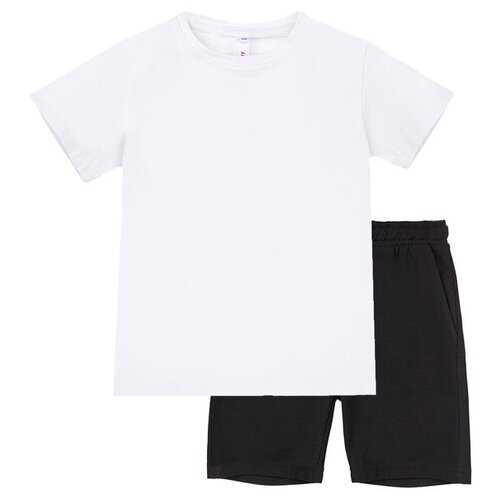 Комплект (футболка, шорты) PLAYTODAY 22011088 для мальчика, цвет белый/черный, размер 146