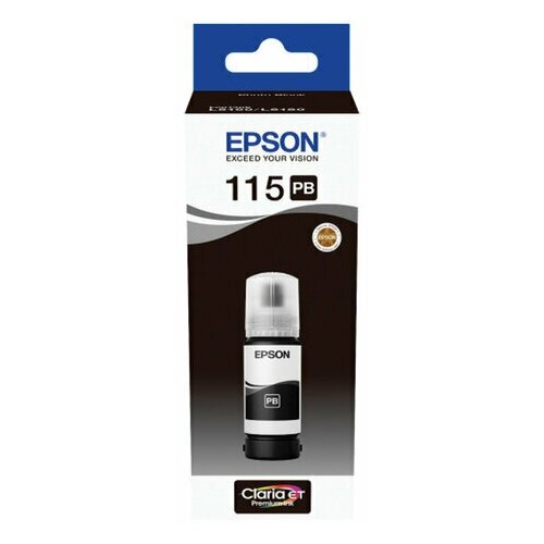 Чернила EPSON 115 (C13T07D14A) для СНПЧ L8160/L8180, черные фото, объем 70 мл, оригинальные, C13T07D14A картридж струйный epson 115 c13t07d14a чер фото для l8160 l8179