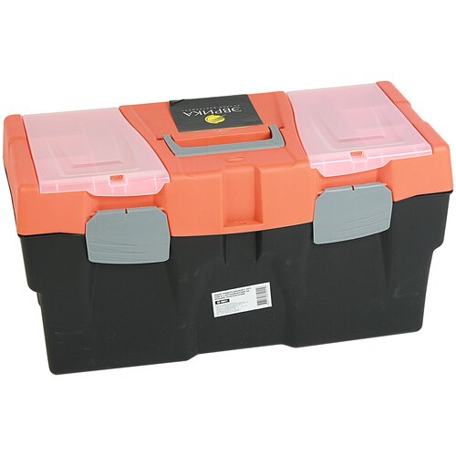 ящик для инструмента пластмассовый трек 20230 485х240 5х215 мм с лотком и органайзерами tr20230 Ящик Эврика ER-10341, 58.5x29.5x29.5 см, оранжевый/черный