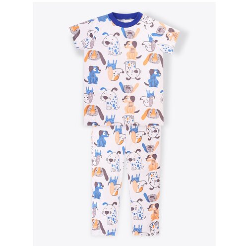 пижама котмаркот размер 104 синий белый Пижама КотМарКот, размер 104, синий, белый