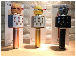 Беспроводной караоке микрофон со встроенной колонкой Чёрный