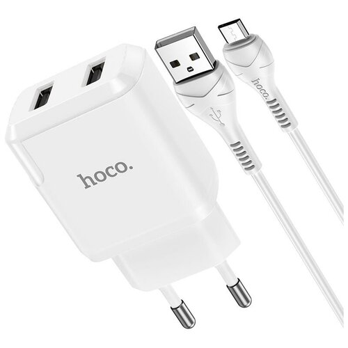 фото Зарядное устройство hoco n7 speedy 2xusb + cable micro usb white