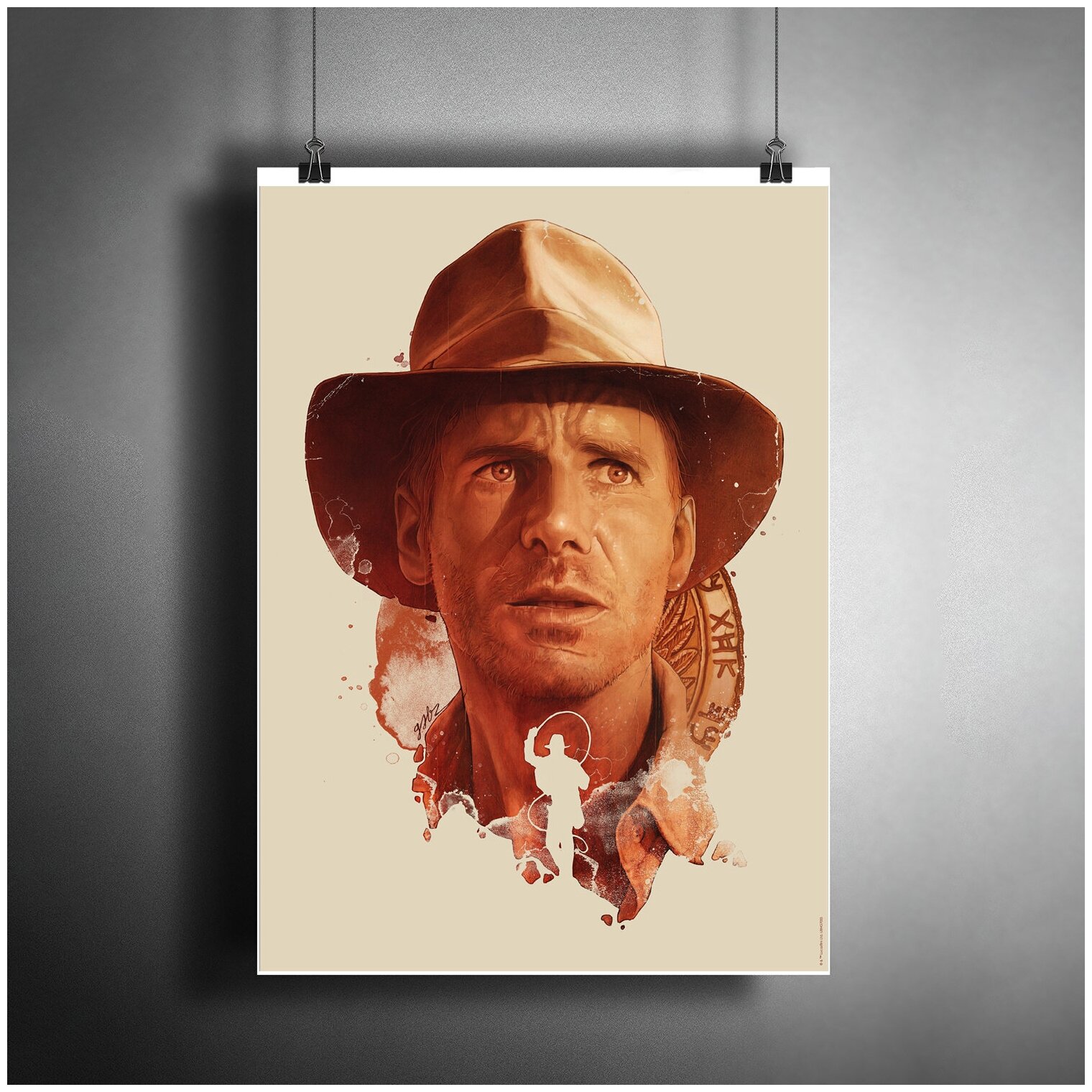 Постер плакат для интерьера "Фильм Стивена Спилберга: Индиана Джонс. Актёр Харрисон Форд. Indiana Jones"/ Декор дома, офиса, комнаты A3 (297 x 420 мм)