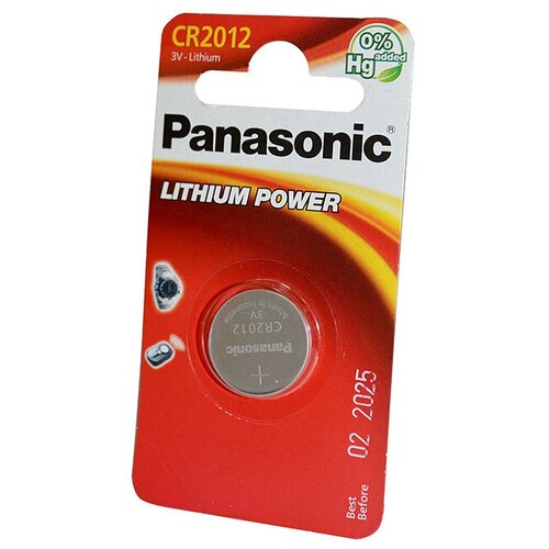 Батарейка Panasonic Lithium Power CR2012, в упаковке: 1 шт. литиевые дисковые батарейки panasonic cr 2032el 2b