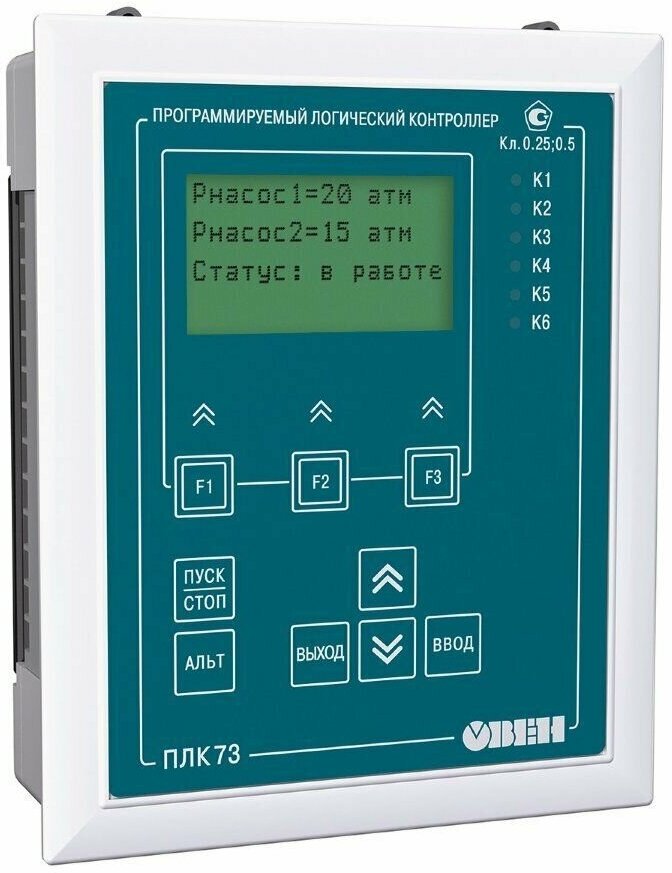 Контроллер овен ПЛК73-ККККУУУУ-L с HMI в щите с AI, DI, DO, AO