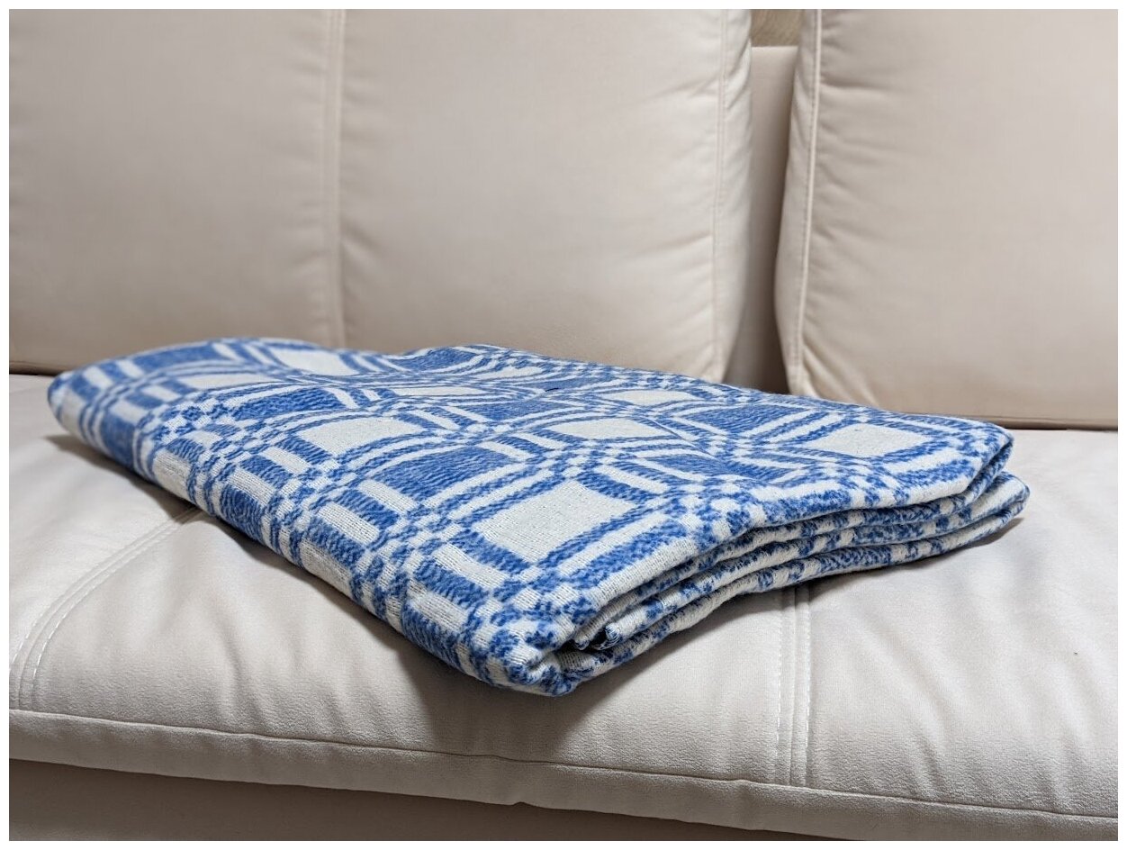 Одеяло байковое 170х200 голубое - фотография № 1