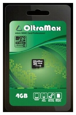 Карта памяти (OLTRAMAX MicroSDHC 4GB Class4 [OM004GCSDHC4-W/A-AD])