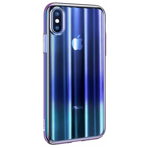 фото Чехол-накладка baseus aurora case для apple iphone x transparent blue