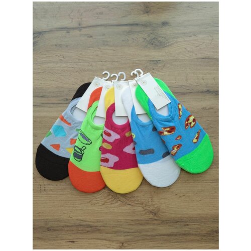 фото Носки укороченные подростковые унисекс(разноцветные) 36-41 р. 5 пар тайвань