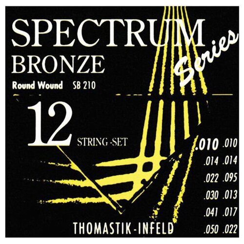 SB210 Spectrum Bronze Комплект струн для 12-струнной акустической гитары, бронза, 10-50, Thomastik spectrum bronze комплект струн для 12 струнной акустической гитары бронза 10 50 thomastik