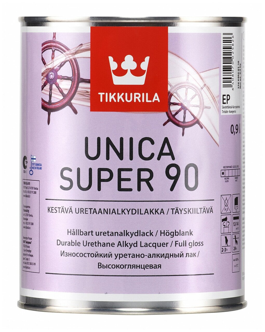 Лак яхтный Tikkurila Unica Super 90 алкидно-уретановый