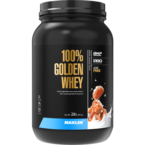 Протеин Maxler 100% Golden Whey New, 907 гр., соленая кармель протеин maxler 100% golden whey new 907 гр клубничное мороженое