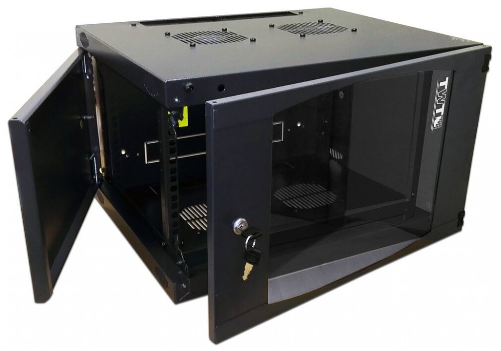 Шкаф настенный 15U Lanmaster TWT-CBWNG-15U-6X4-BK 550x450mm черный 60кг - фото №1