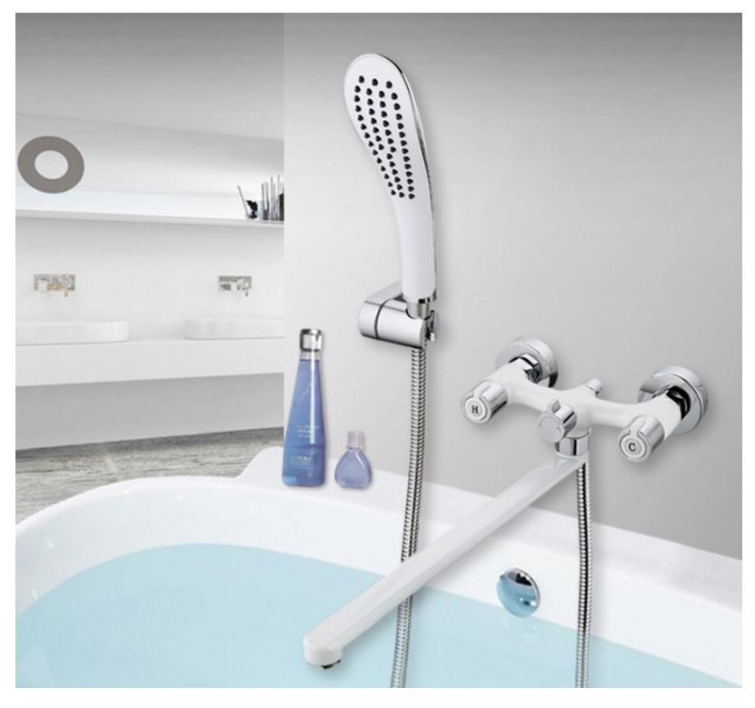 Смеситель для ванны Gappo Stella G2249, белый/хром - фотография № 5