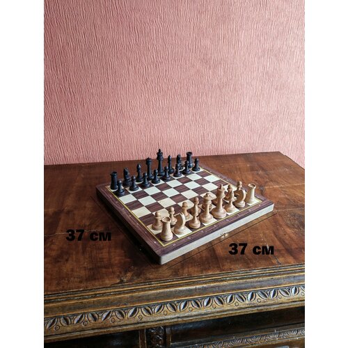 Шахматы Российские деревянные утяжеленные из бука с доской 37х37 см фигуры российские 2 из бука утяжеленные с королём 9 см