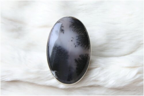 Кольцо 100% Ural, агат, размер 17.5, черный, серый