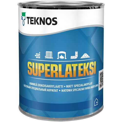 Краска акриловая TEKNOS Superlateksi моющаяся матовая белый 9 л