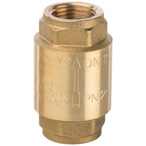 Обратный клапан пружинный STOUT SVC-0001-000015 муфтовый (ВР/ВР), латунь Ду 15 (1/2) клапан обратный stout svc 1103 000015 1 2 отсекающий никель