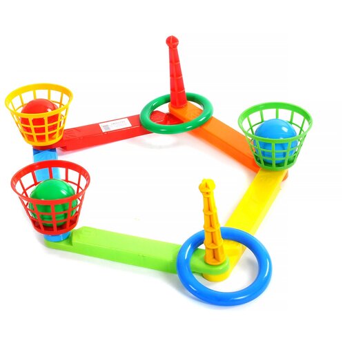 фото Кольцеброс, 2 кольца, 3 корзины, 3 мячика, poltoys pl6997