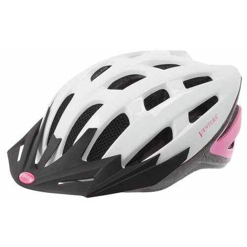 фото Шлем с сеточкой 24отв. 54-58см с отражат бело-розовый ventura