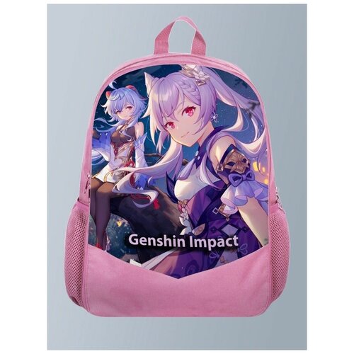 Розовый рюкзак с принтом игры Геншин Genshin impact, фэнтази, рпг - 15