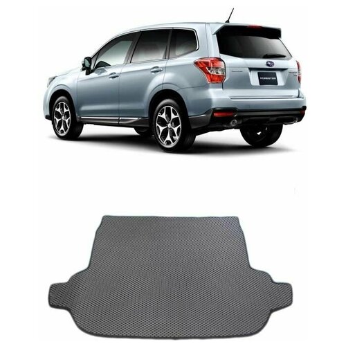 Коврик ЭВА (ЕВА) Subaru Forester IV (SJ) багажник 2013 - 2018 (Субару) / цвет Черный c красной окантовкой. Фактура - сота /EVA Smart