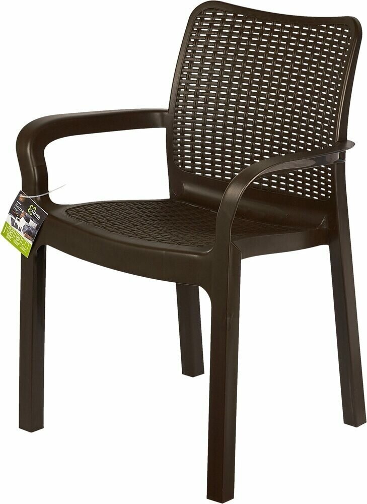 фото Стул пластиковый Rattan 506х580х833, горький шоколад