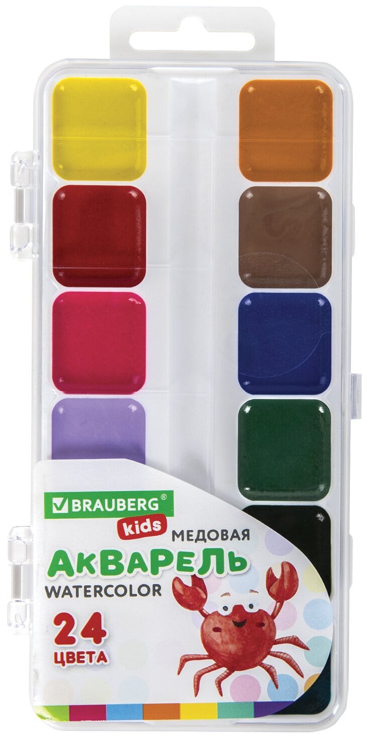 Краски акварельные Brauberg Kids медовые 24 цвета - фото №1