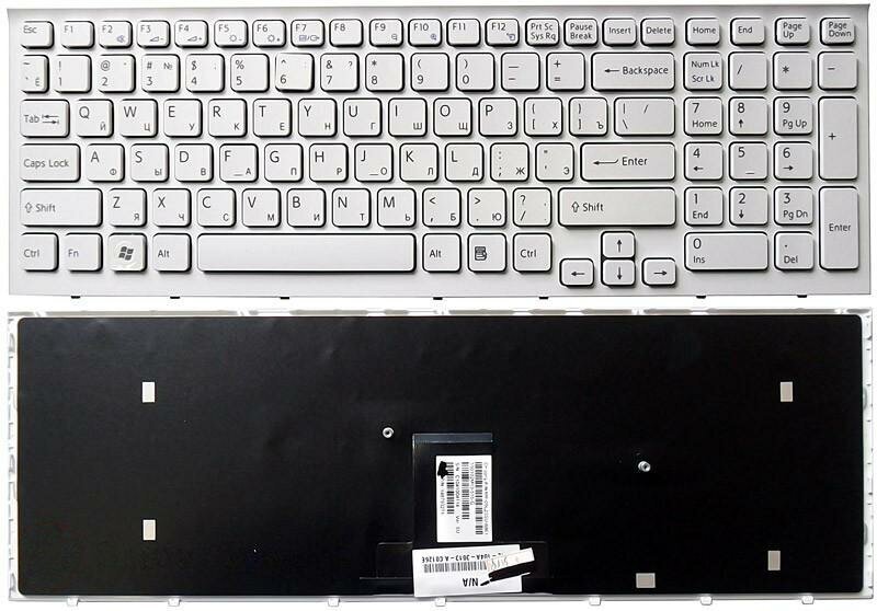 Клавиатура для ноутбука Sony Vaio VPC-EB белая с белой рамкой