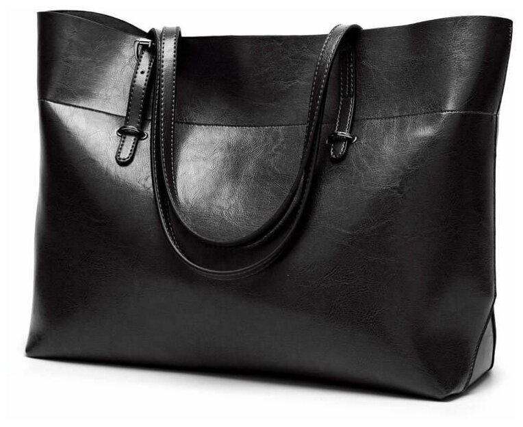Черная сумка шоппер /сумка из натуральной кожи/женская сумка черная / дамская большая сумка