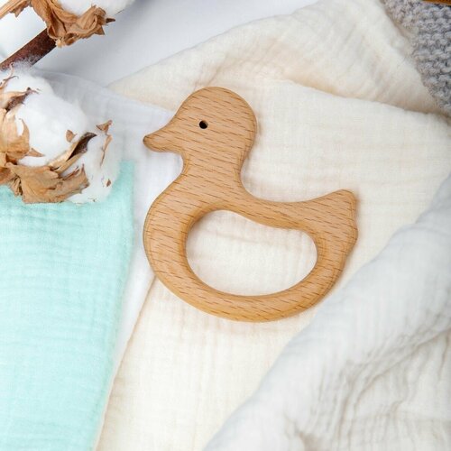 Mag Wood Прорезыватель для зубов, грызунок Утенок / Развивающие деревянные игрушки для новорожденных малышей 0+