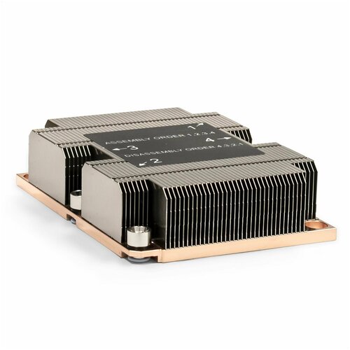 Радиатор для процессора ExeGate EX293447RUS ESNK-P0067PS.1U.3647. Cu (Al+Cu, 1U, 2 тепл. трубки, LGA3647, TDP 165W, 230г, на винтах, с термопастой, Ret радиатор для процессора exegate esnk p0062p 1u sp3 cu al cu 1u 3 тепл трубки lga sp3 tdp 205w на винтах с термопастой retail box