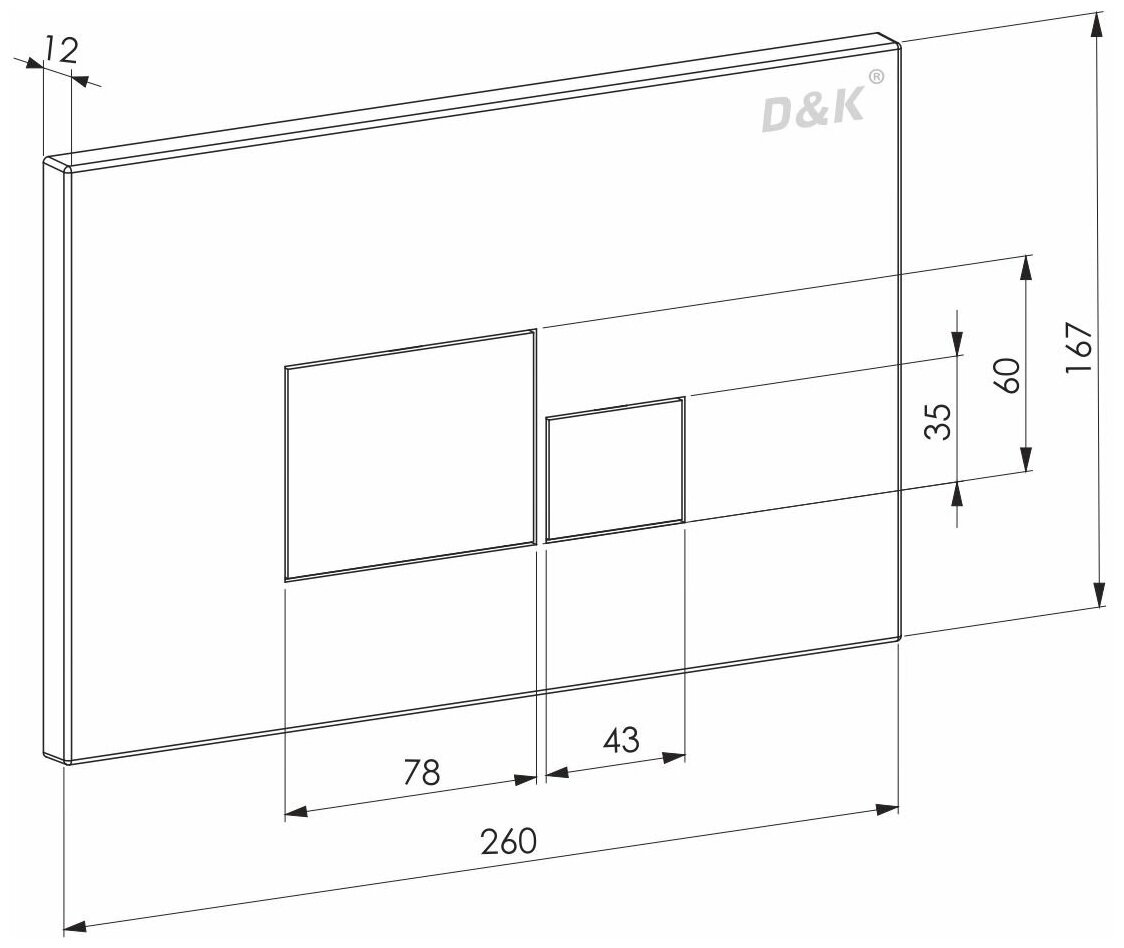 Клавиша смыва для инсталляции скрытого монтажа D&K Quadro DB1519002, матовый хром - фотография № 3