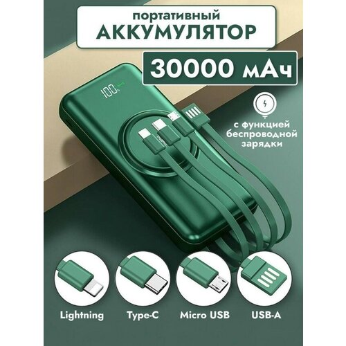 Портативный аккумулятор c поддержкой беспроводной зарядки BigLab Power Bank 20 000 mAh зеленый 227500₽