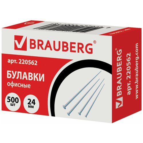 BRAUBERG Булавки 220562 24 мм (500 шт.) серебристый 500 шт. булавки универсальные brauberg 24 мм 500 штук в картонной коробке 220562 цена за 10 шт