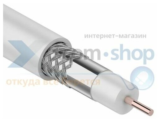 Кабель Rexant RG-6U, (64%), 75 Ом, 100м, белый 01-2201