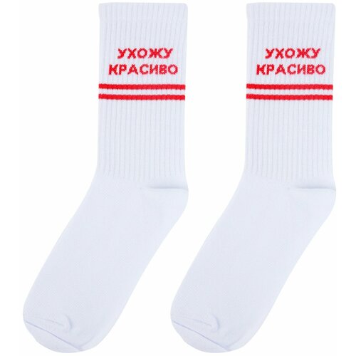 Женские носки Kawaii Factory средние, фантазийные, 100 den, размер 35-39, красный, белый