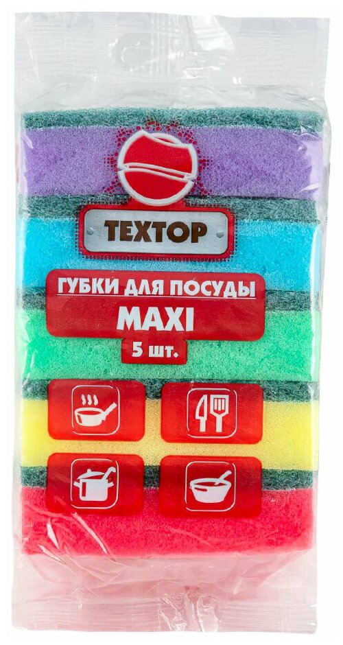 Губка Textop Maxi поролон (упак.:5шт) (T138) 50 шт./кор. - фото №2