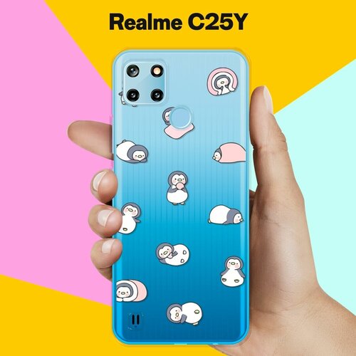 силиконовый чехол на realme c25y пляж для реалми ц25 ай Силиконовый чехол на realme C25Y Пингвины / для Реалми Ц25 Ай