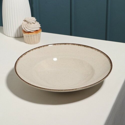 Тарелка глубокая «Pearl», d=27 см, 400 мл, бежевая, фарфор
