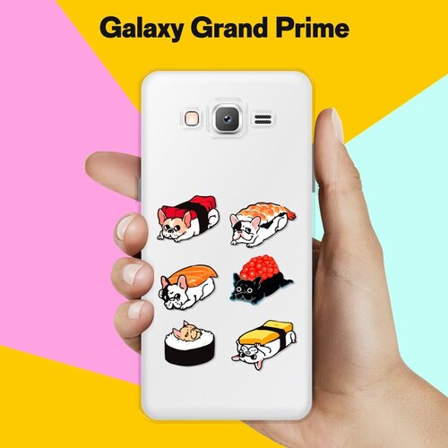 Силиконовый чехол на Samsung Galaxy Grand Prime Суши из мопсов / для Самсунг Галакси Гранд Прайм