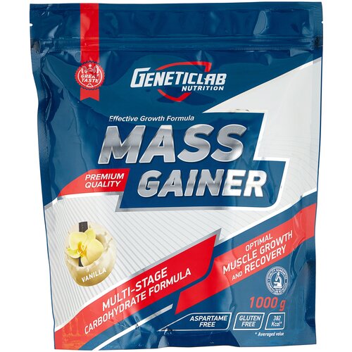 Гейнер Geneticlab Nutrition Mass Gainer, 1000 г, ваниль гейнер geneticlab nutrition mass gainer 1000 г клубника