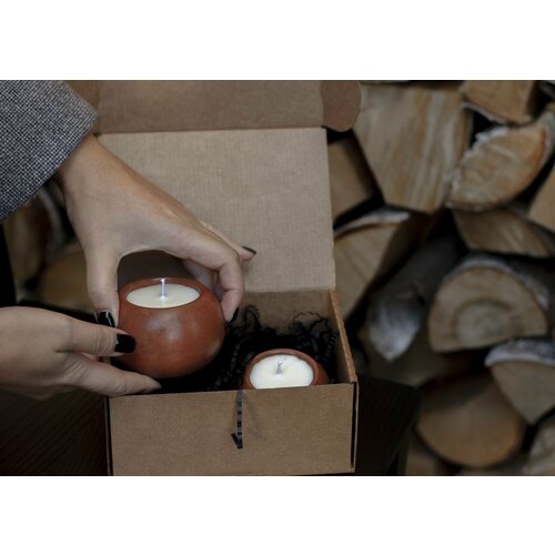 Набор ароматических свечей из соевого воска Oh Deer, в подарочной упаковке, аромат Кожа-Древесина, 1 шт