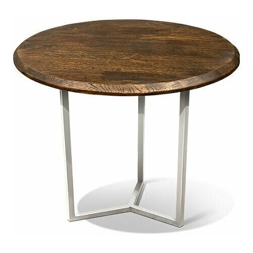 Журнальный круглый столик из массива дерева с металлическим основанием
