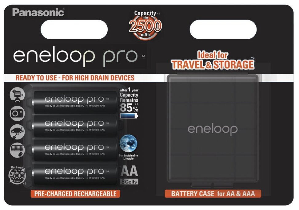 Батарейка Panasonic eneloop pro AA + кейс
