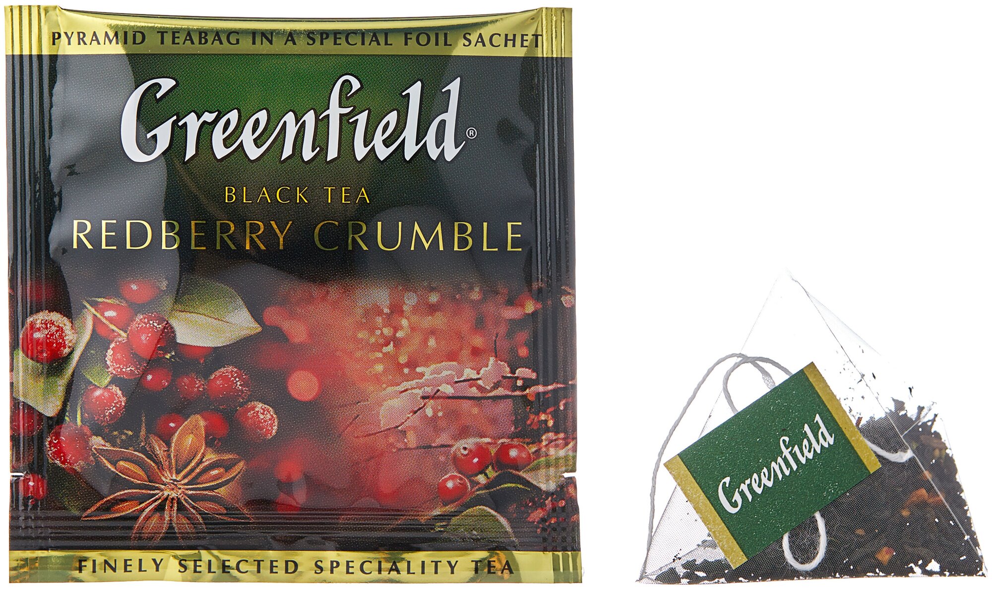 Greenfield чай черный пакетированный в пирамидках Redberry Crumble 1,8г*20п - фотография № 8